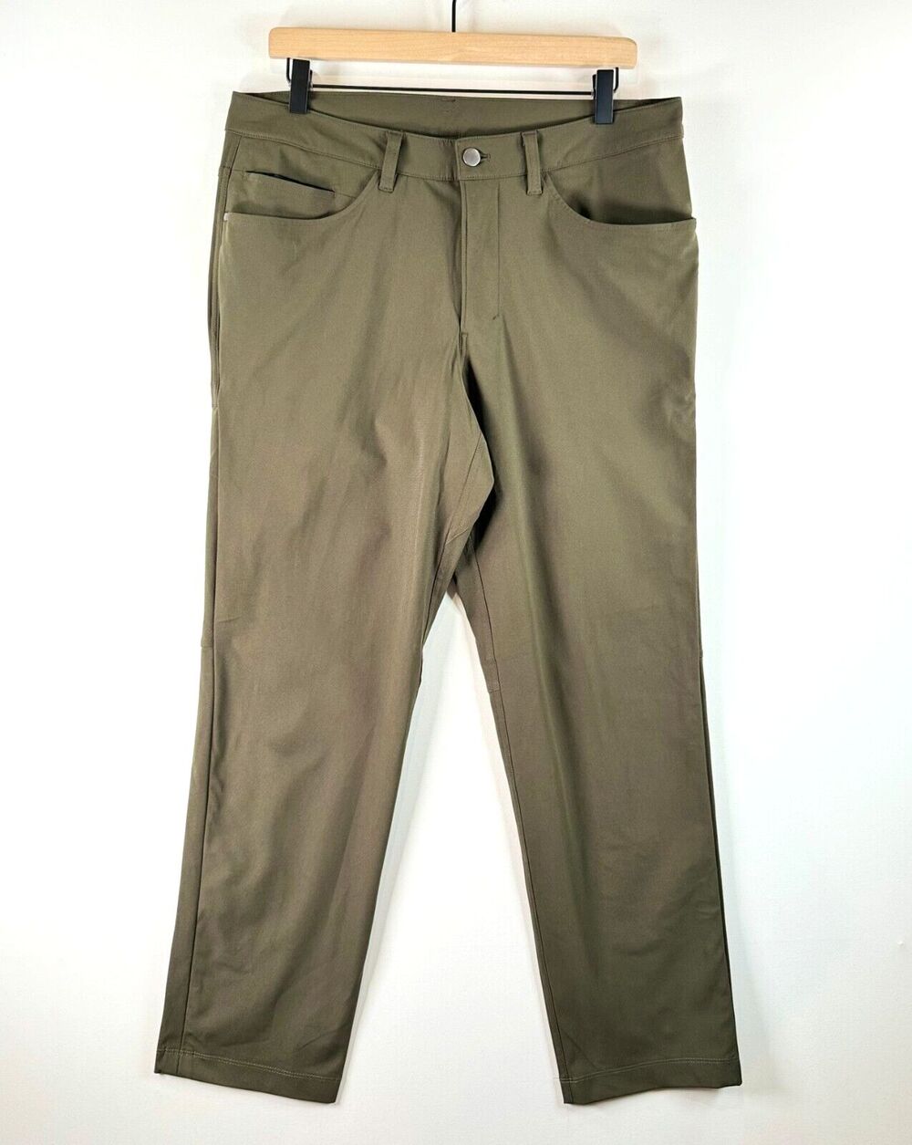 Lululemon ABC Men Pants Green Warpstreme Straight Leg Chino Slim Stretch Size 33